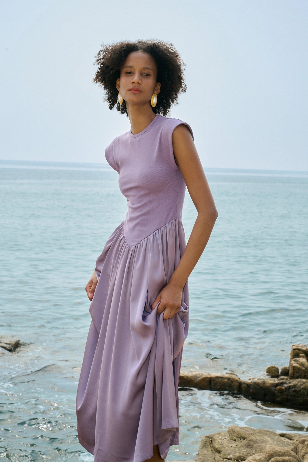 Patchwork cap sleeve maxi dress