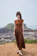 Patchwork cap sleeve maxi dress