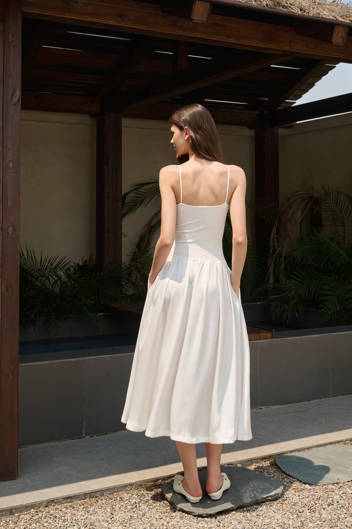 Spaghetti strap rosette dress