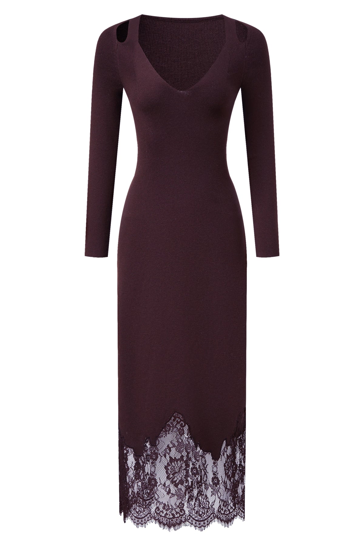 Lace hem wool dress