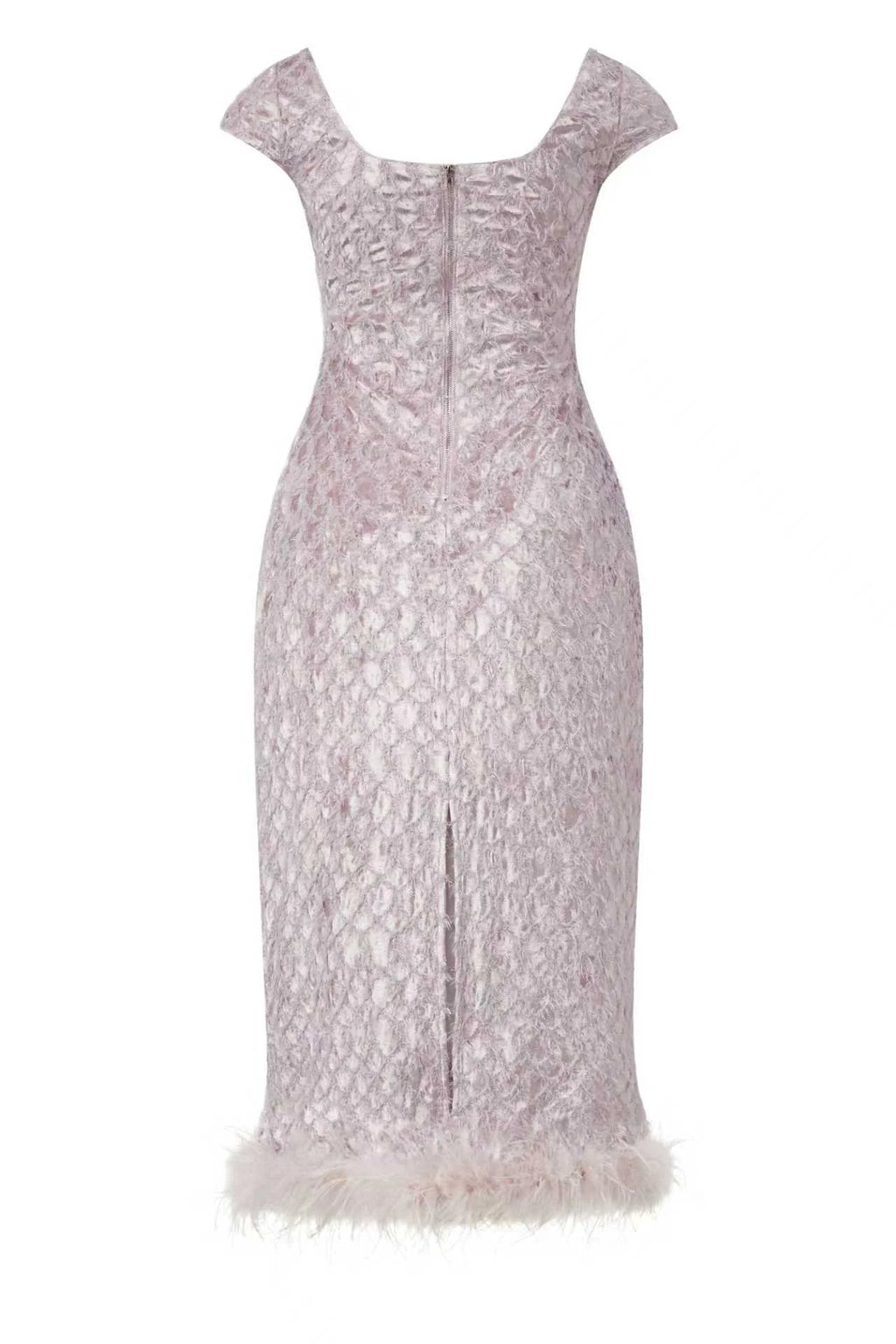 Fringed square neck dress