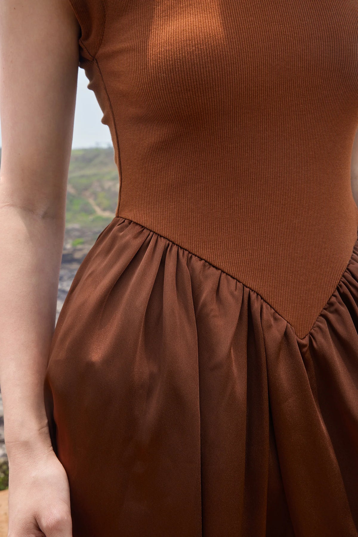 Patchwork cap sleeve maxi dress