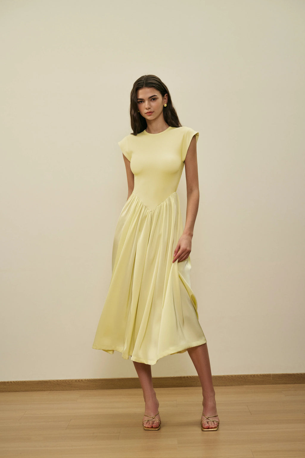 Patchwork cap sleeve maxi dress