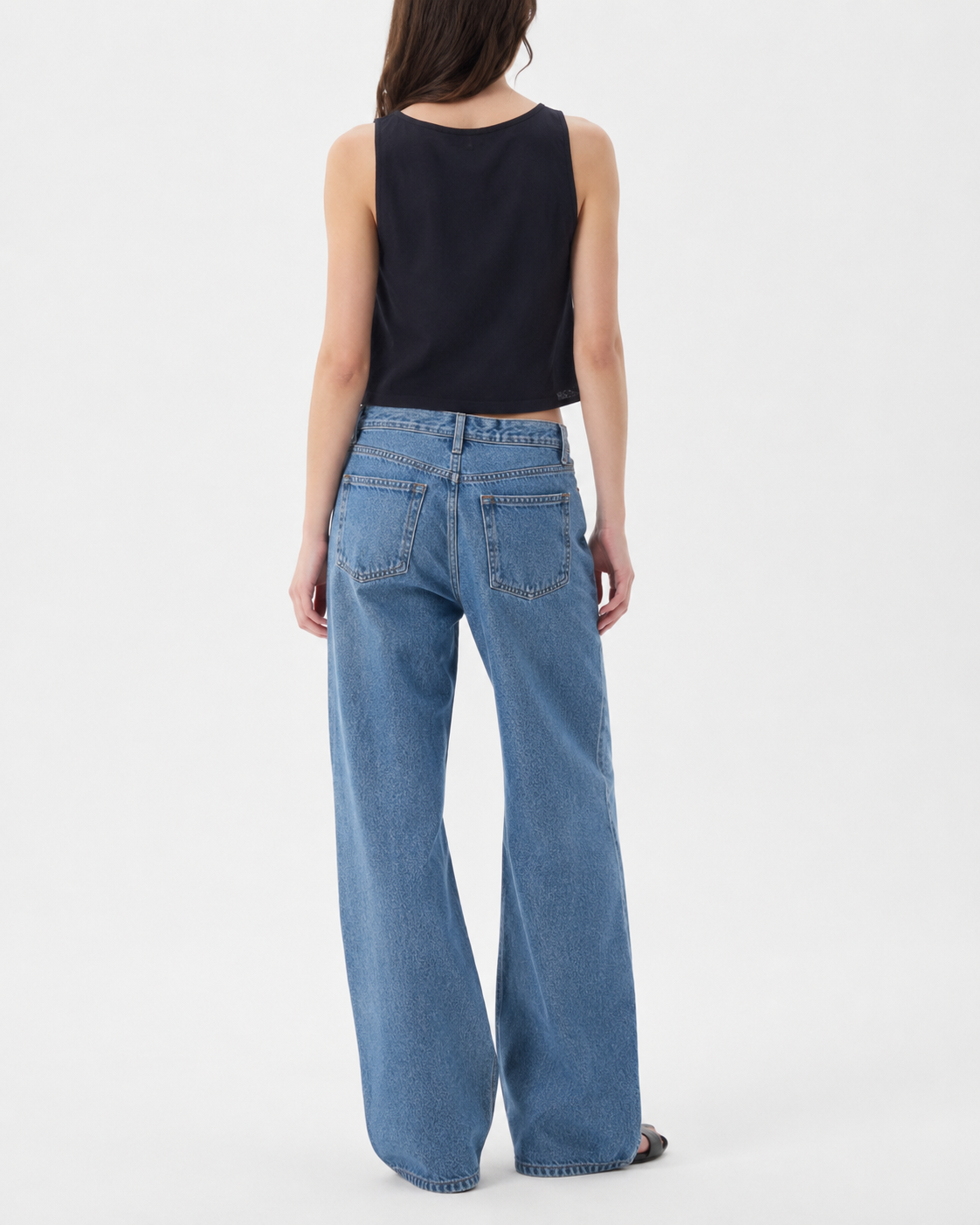 Washed blue wide-leg jeans