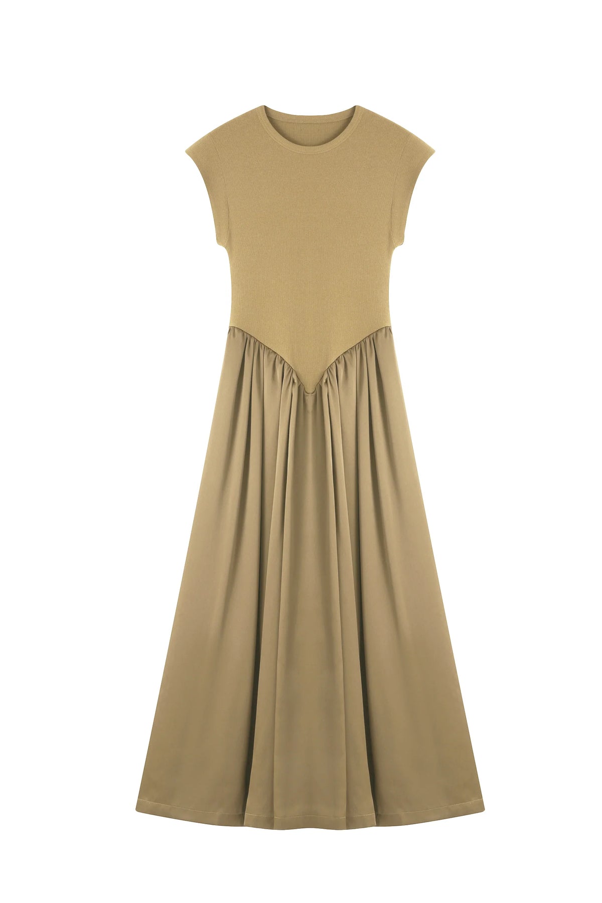 Patchwork cap sleeve maxi dress