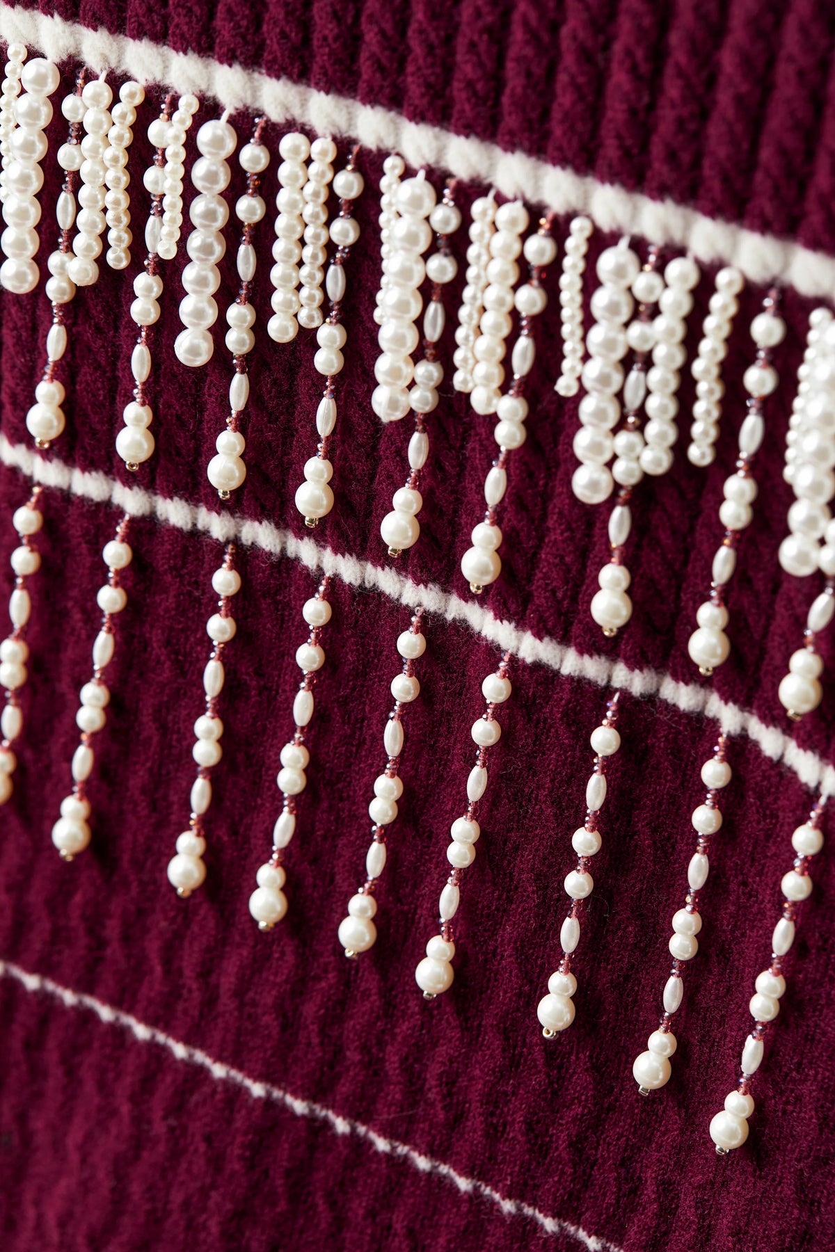 Pearl tassel wool dress