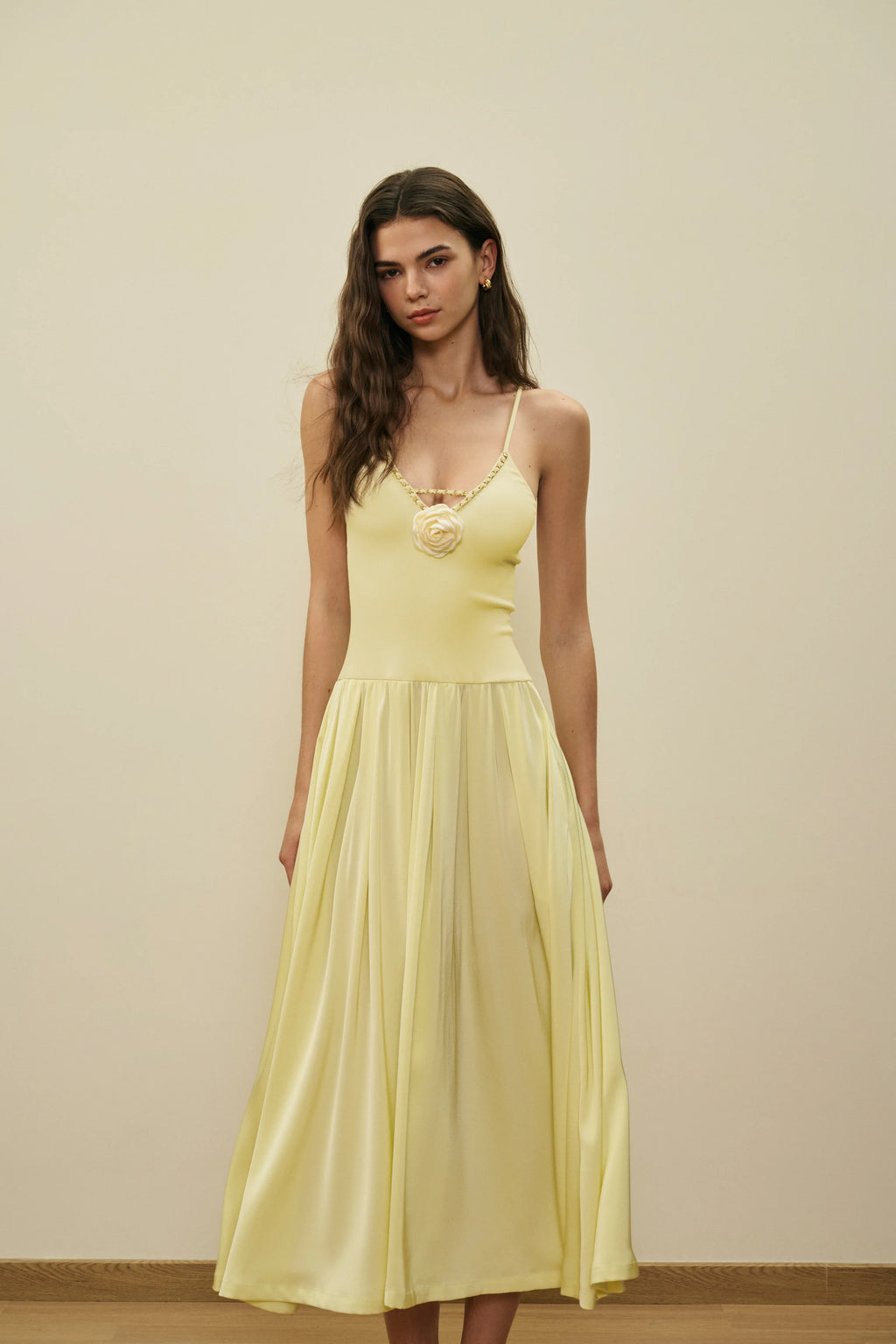 Spaghetti strap rosette dress