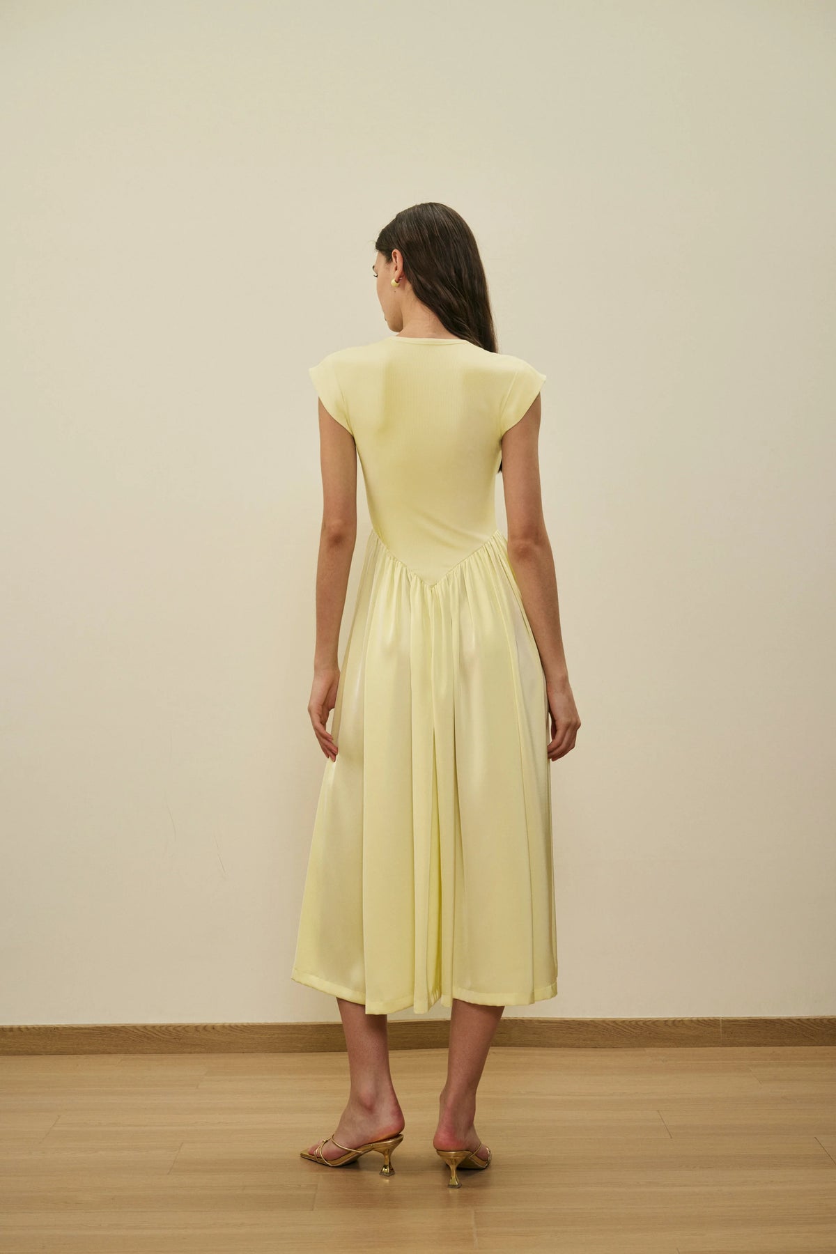 Patchwork cap sleeve maxi dress