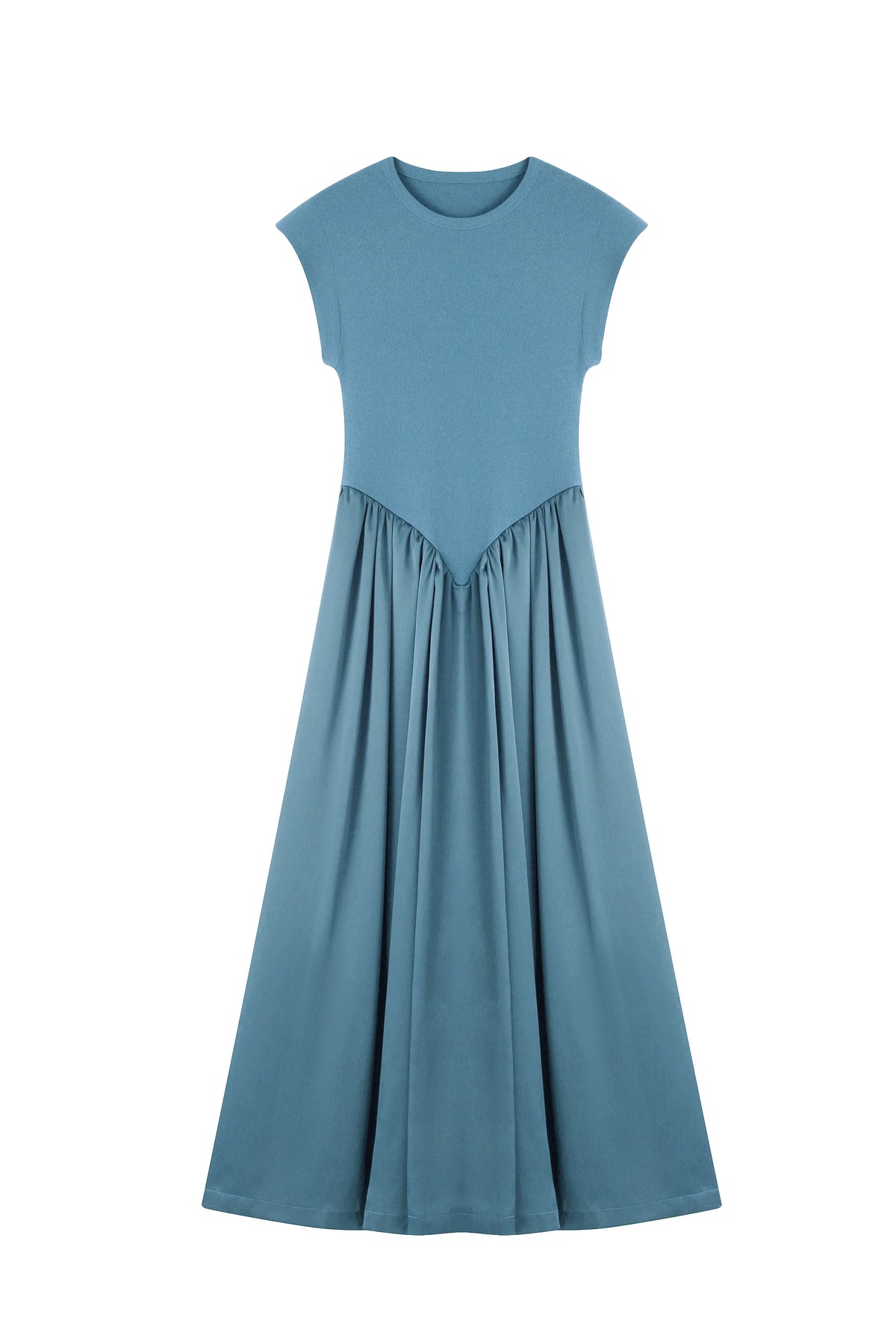 Patchwork cap sleeve maxi dress