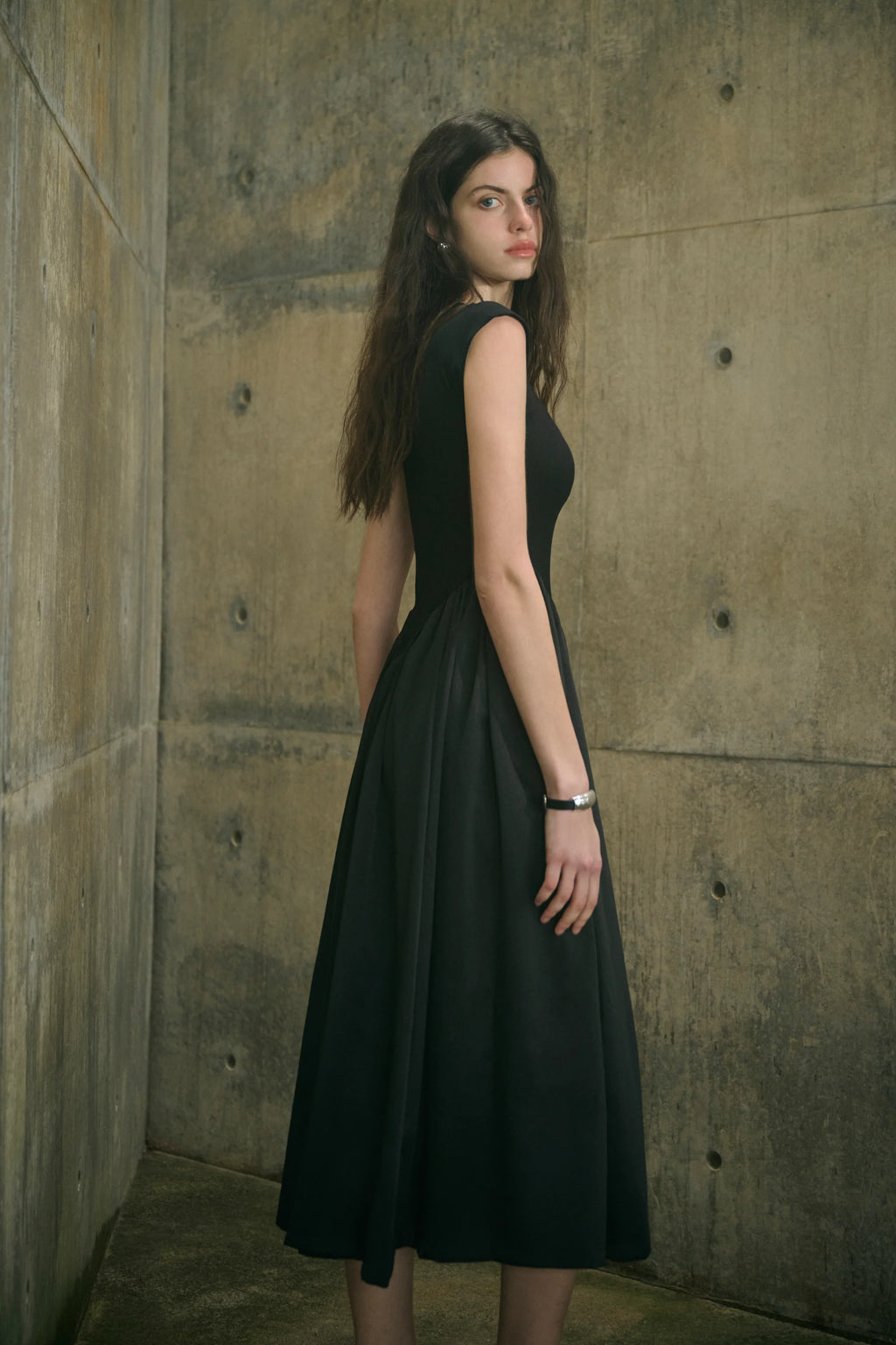 Patchwork cap sleeve maxi dress