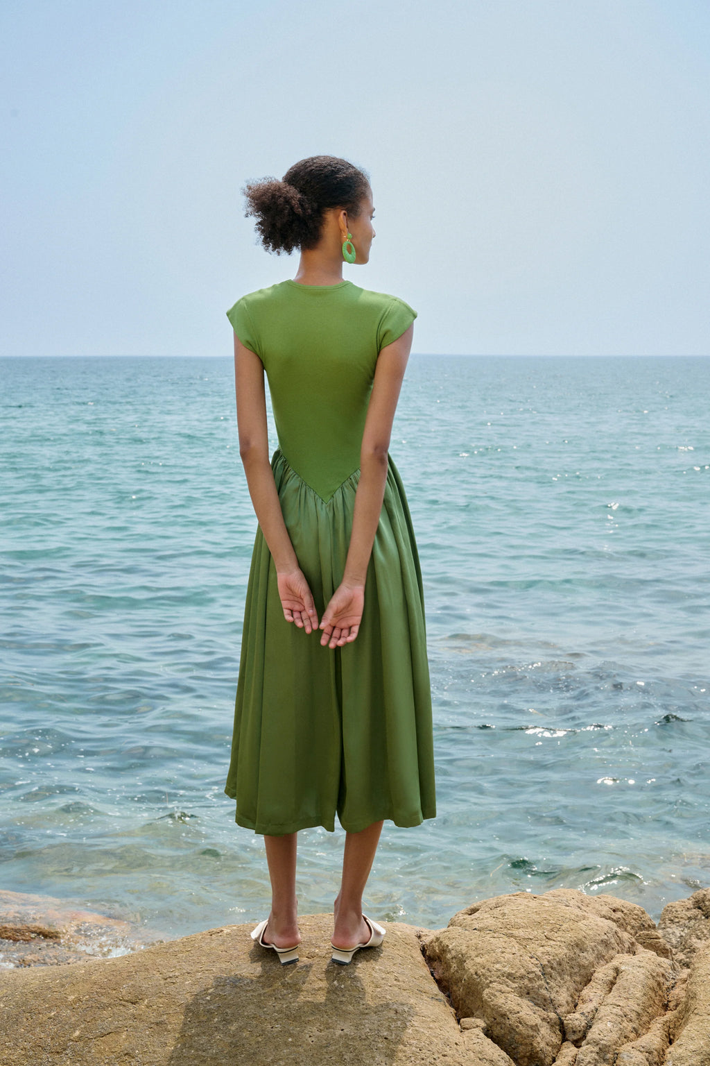 Patchwork cap sleeve maxi dress