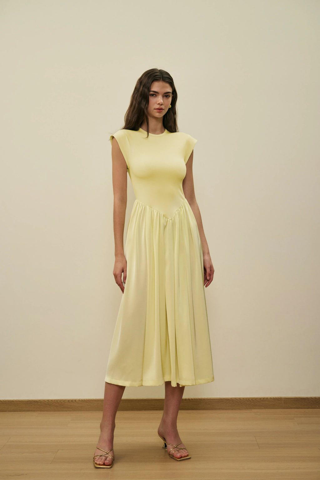 Patchwork cap sleeve maxi dress